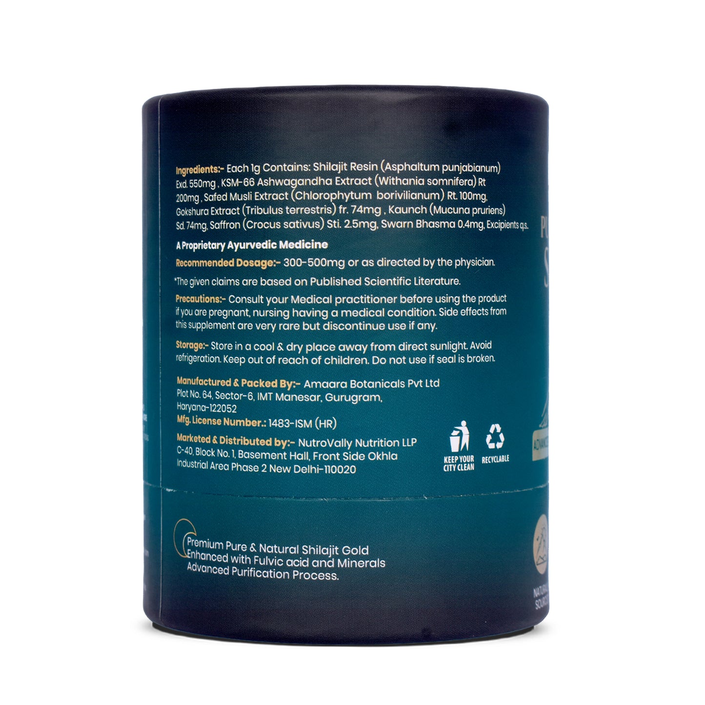 NutroVally Gold Shilajit/Shilajeet Resin – Pure Himalayan Shilajit for Energy, Strength & Stamina - 20g