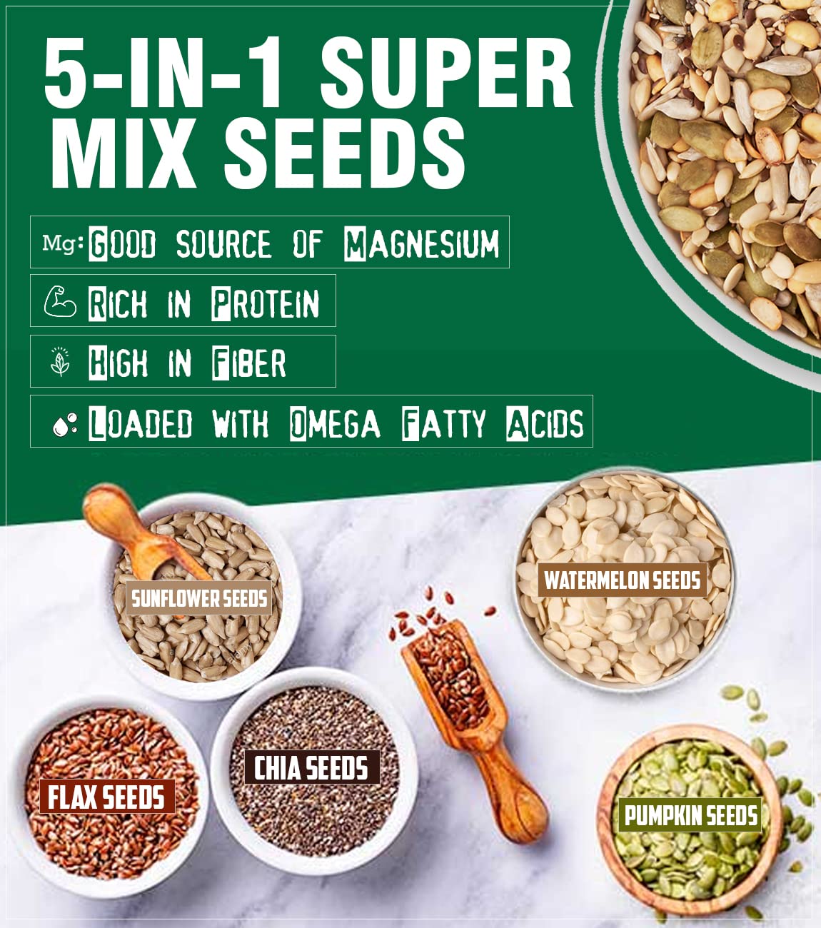 NutroVally Raw Mix Seeds for Weight Loss 5 in 1 Seeds - 200gm