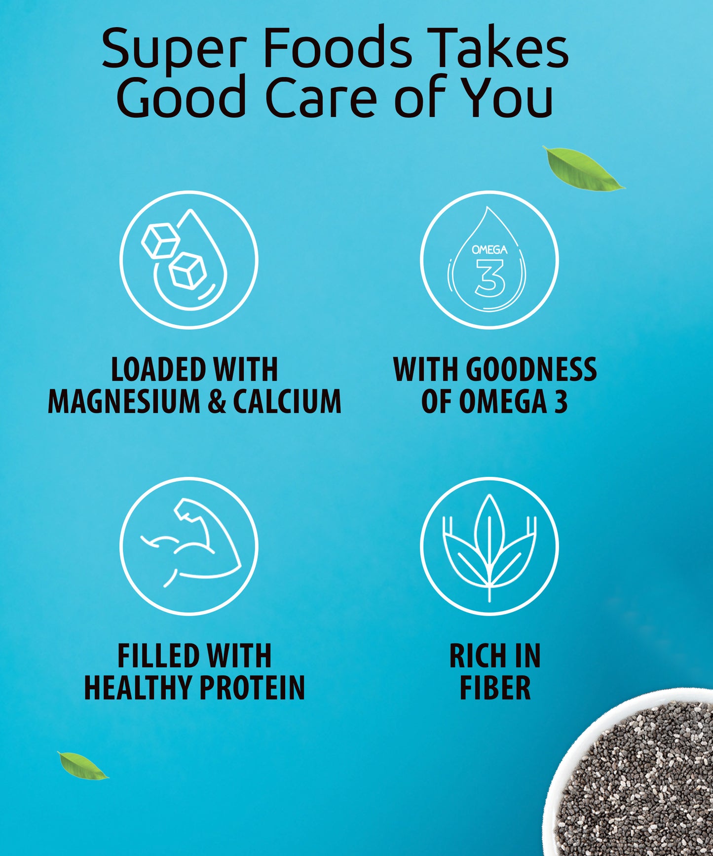 NutroVally Chia Seeds Loaded with Omega 3 & Calcium - Pack Of 2