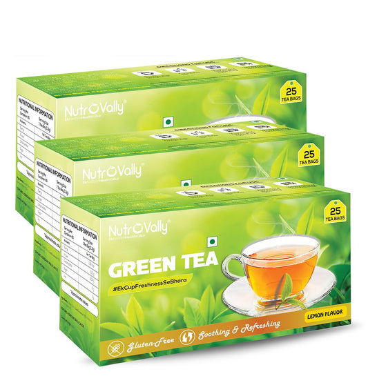 NutroVally Green Tea Lemon 75 Tea Bags - COMBO PACK