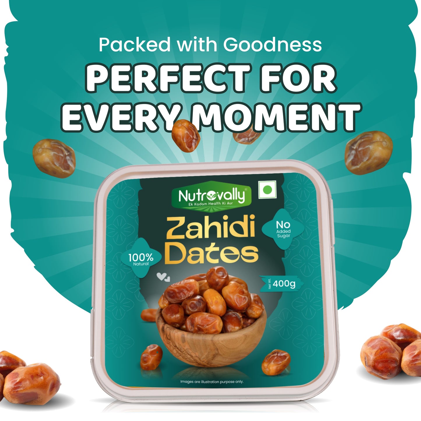 NutroVally Premium Zahidi Dates | High-Fiber Superfood for Bone Health & Wellness Dates (400 g)