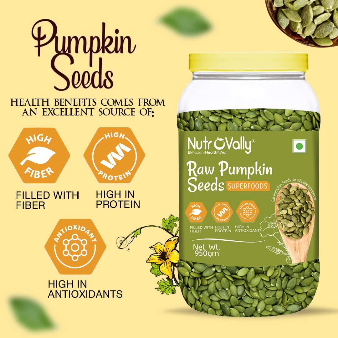 NutroVally Pumpkin Seeds Loaded with Fiber and Zinc - 950g