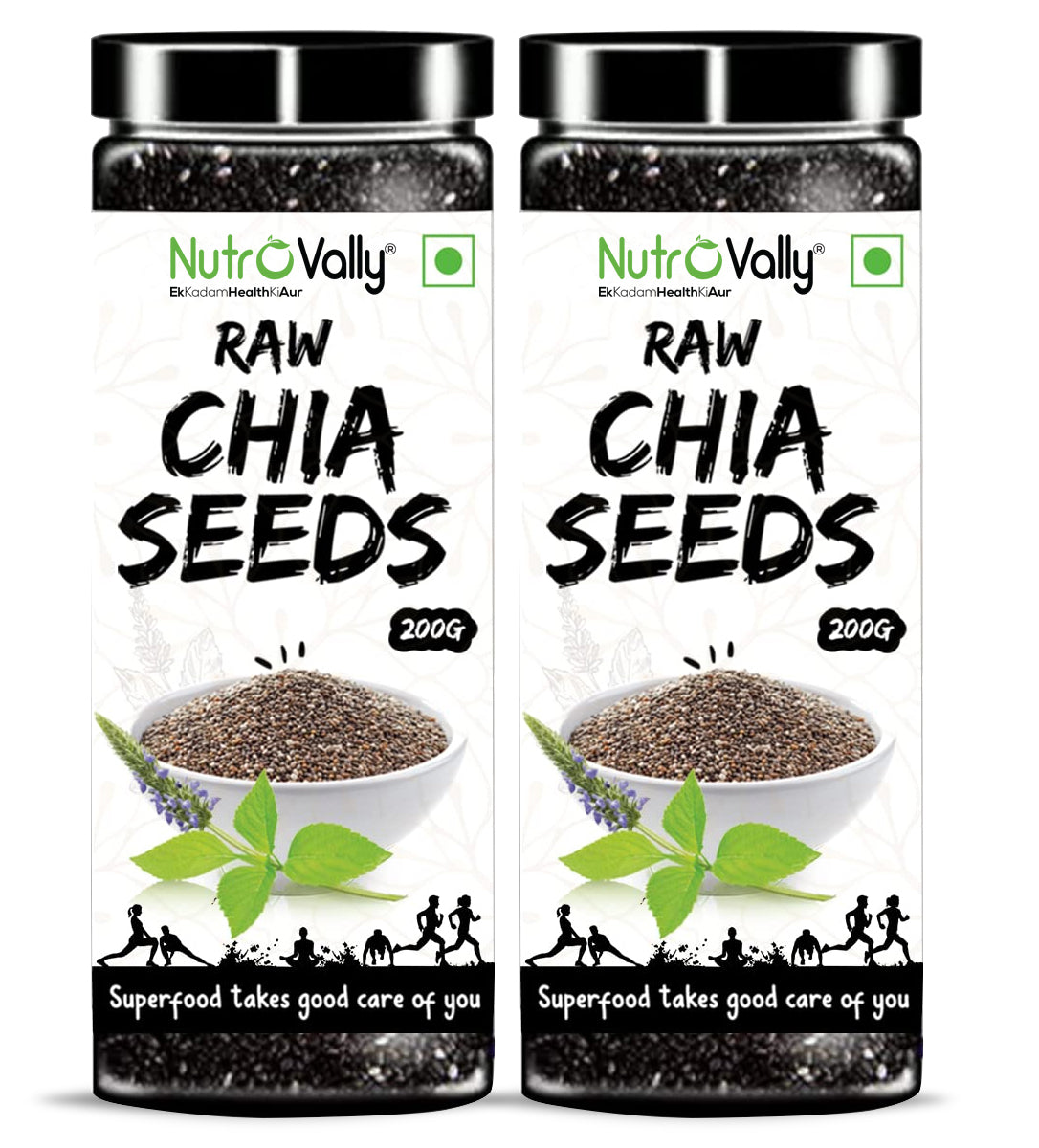 NutroVally Chia Seeds Loaded with Omega 3 & Calcium - Pack Of 2