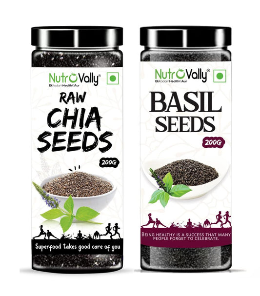 NutroVally Chia & Basil Seeds - Each Pack 200g (COMBO SEEDS)