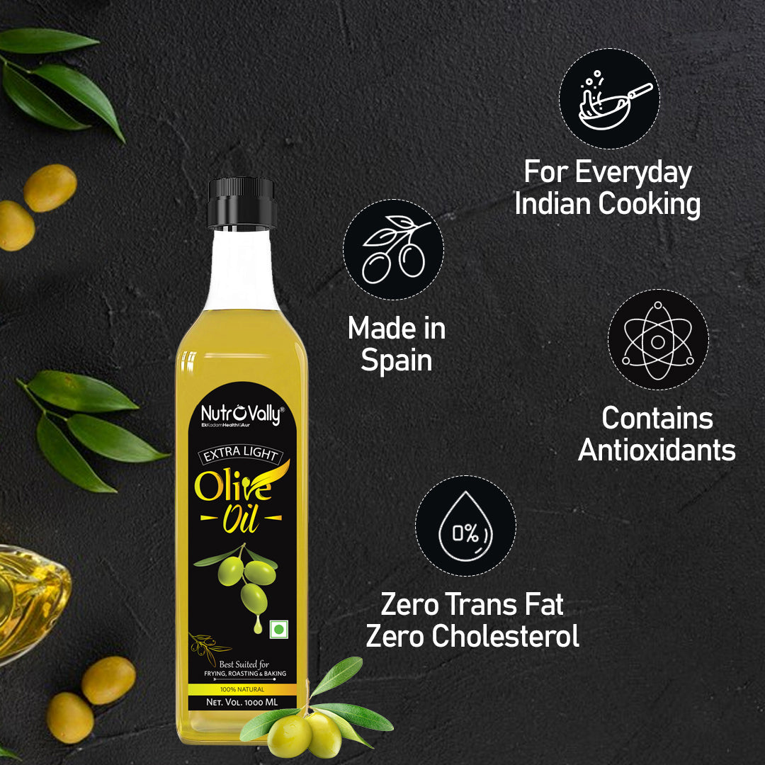 NutroVally Extra Light Olive Oil, Ideal for Everyday Indian Cooking & Deep Frying
