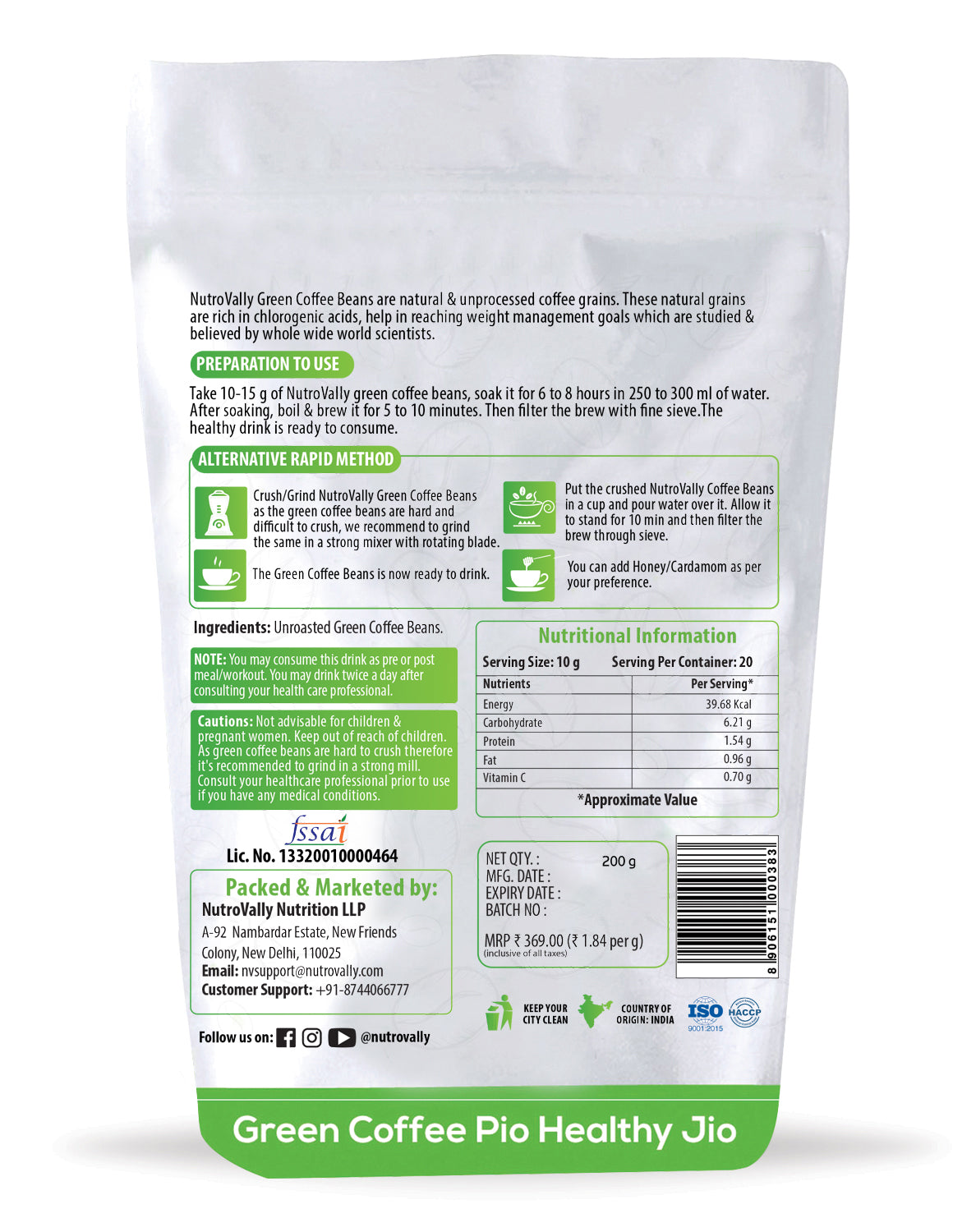 NutroVally Unroasted Arabica Green Coffee Beans