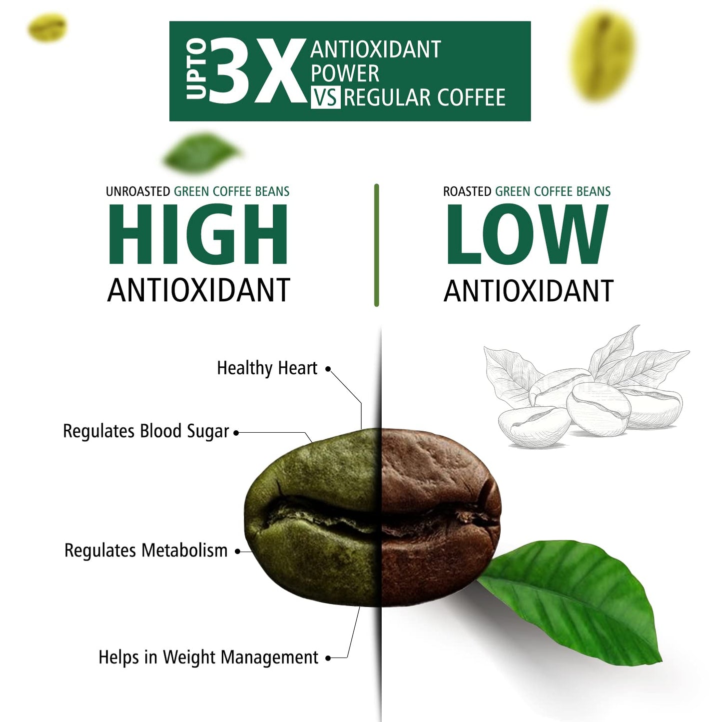 NutroVally Unroasted Arabica Green Coffee Beans Powder