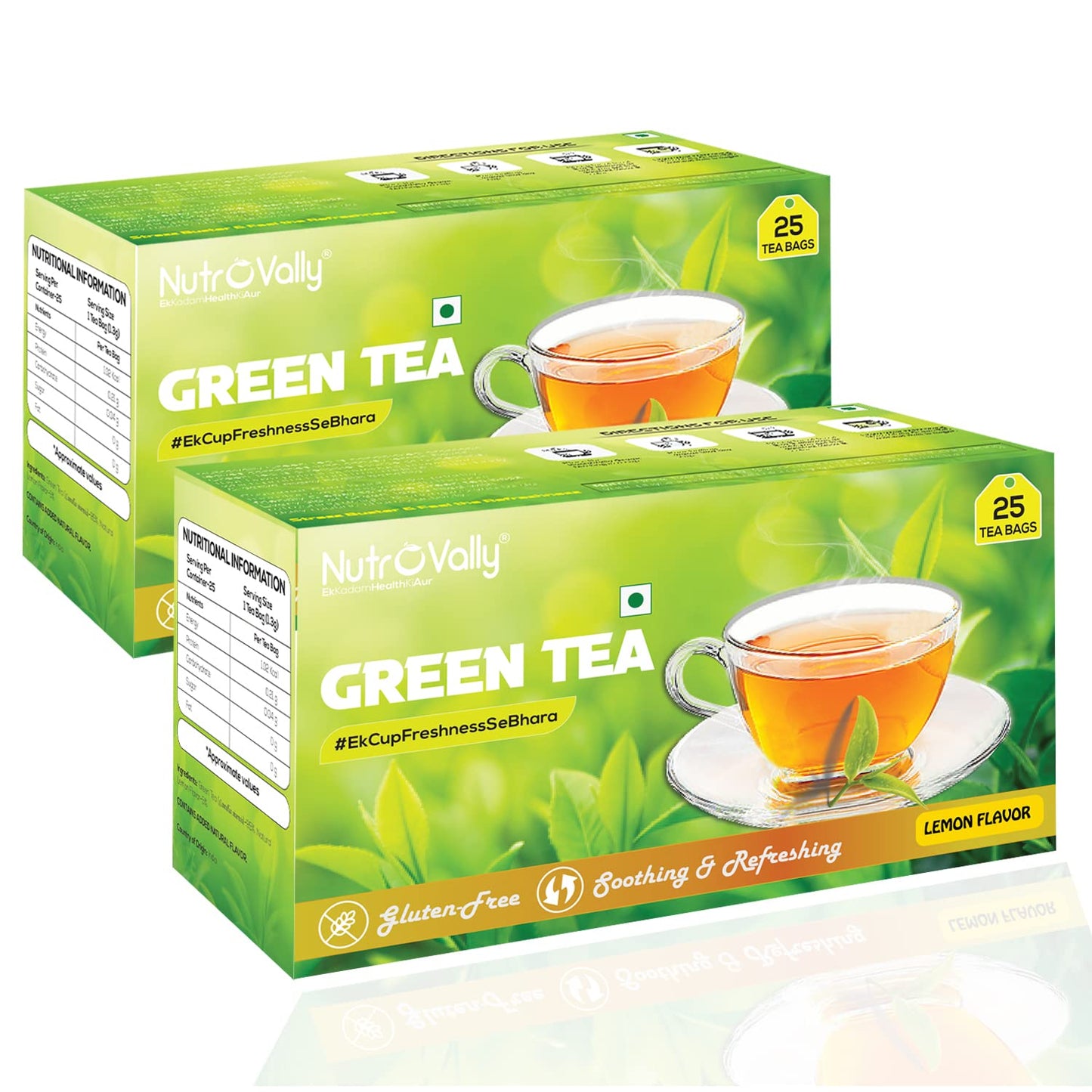 NutroVally Green Tea Lemon 50 Tea Bags - COMBO PACK
