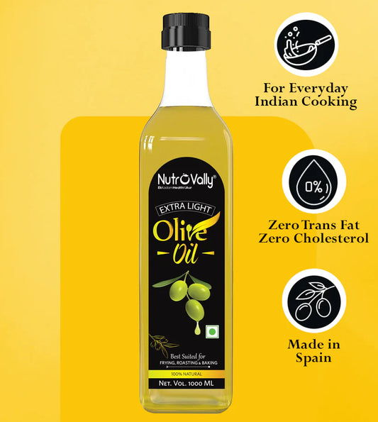 NutroVally Extra Light Olive Oil, Ideal for Everyday Indian Cooking & Deep Frying