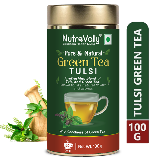 NutroVally Tulsi Green Tea Premium Tea Leaves Tin