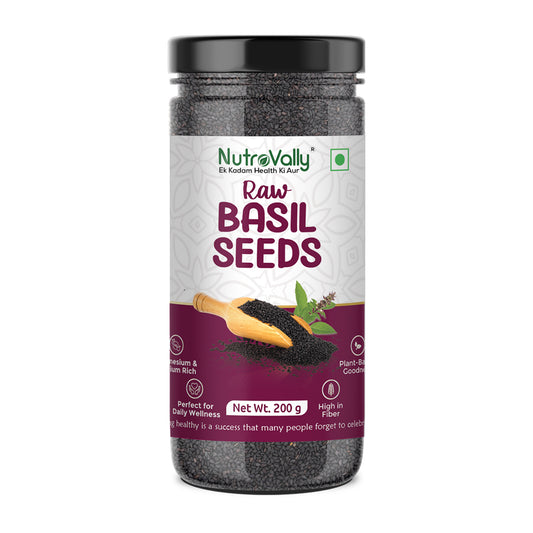 NutroVally Raw Basil Seeds | Tukmaria Seeds | Sabja Seeds
