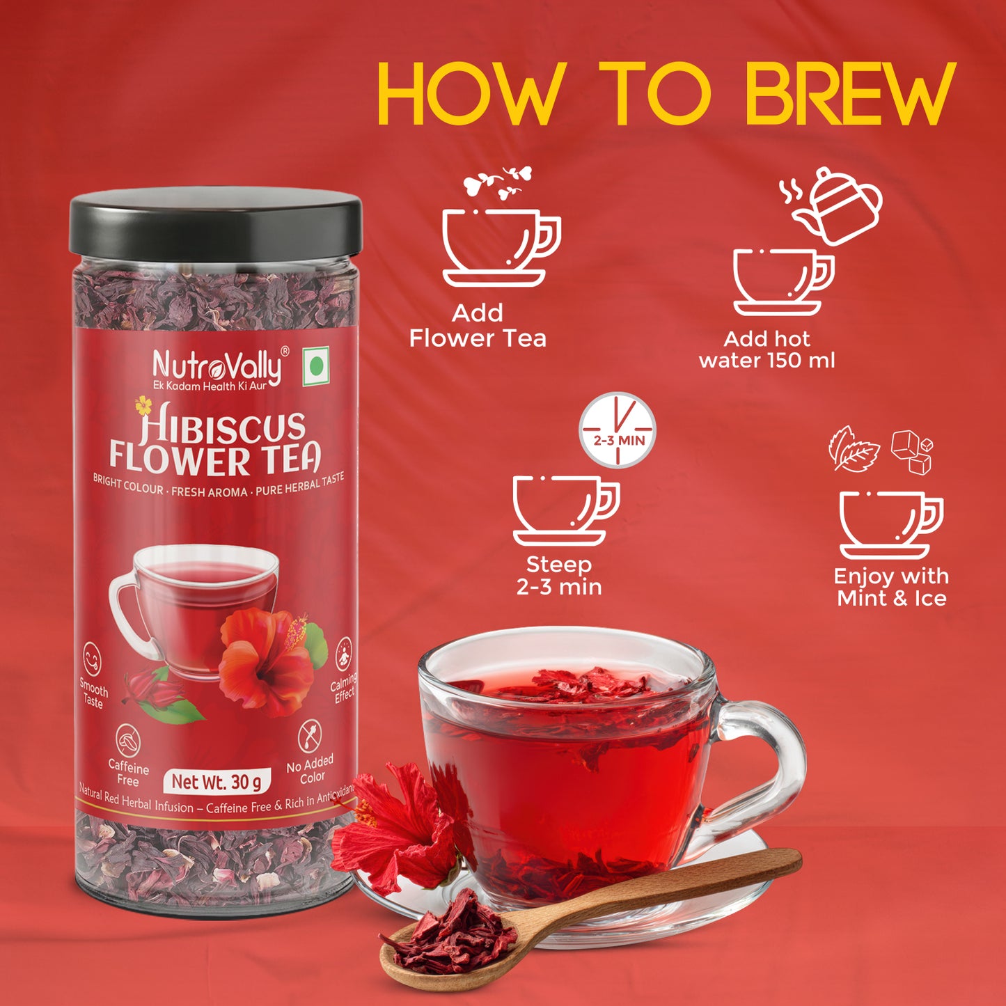 NutroVally Hibiscus Flower Tea – Natural Refreshing Herbal Tea