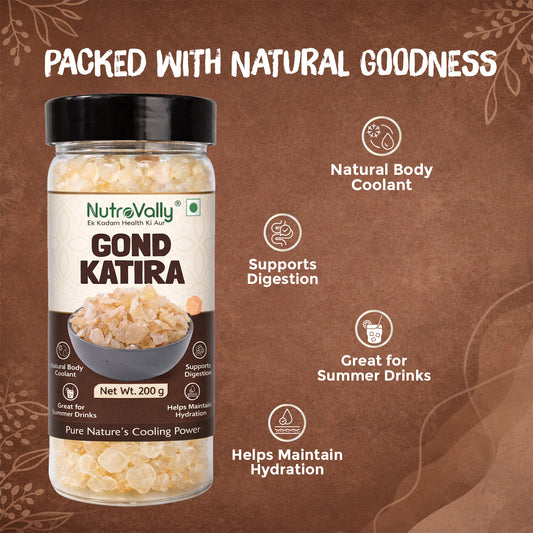 NutroVally Premium Gond Katira (Tragacanth Gum) – Natural Cooling Edible Gum |  Pure & Unprocessed | Summer Superfood