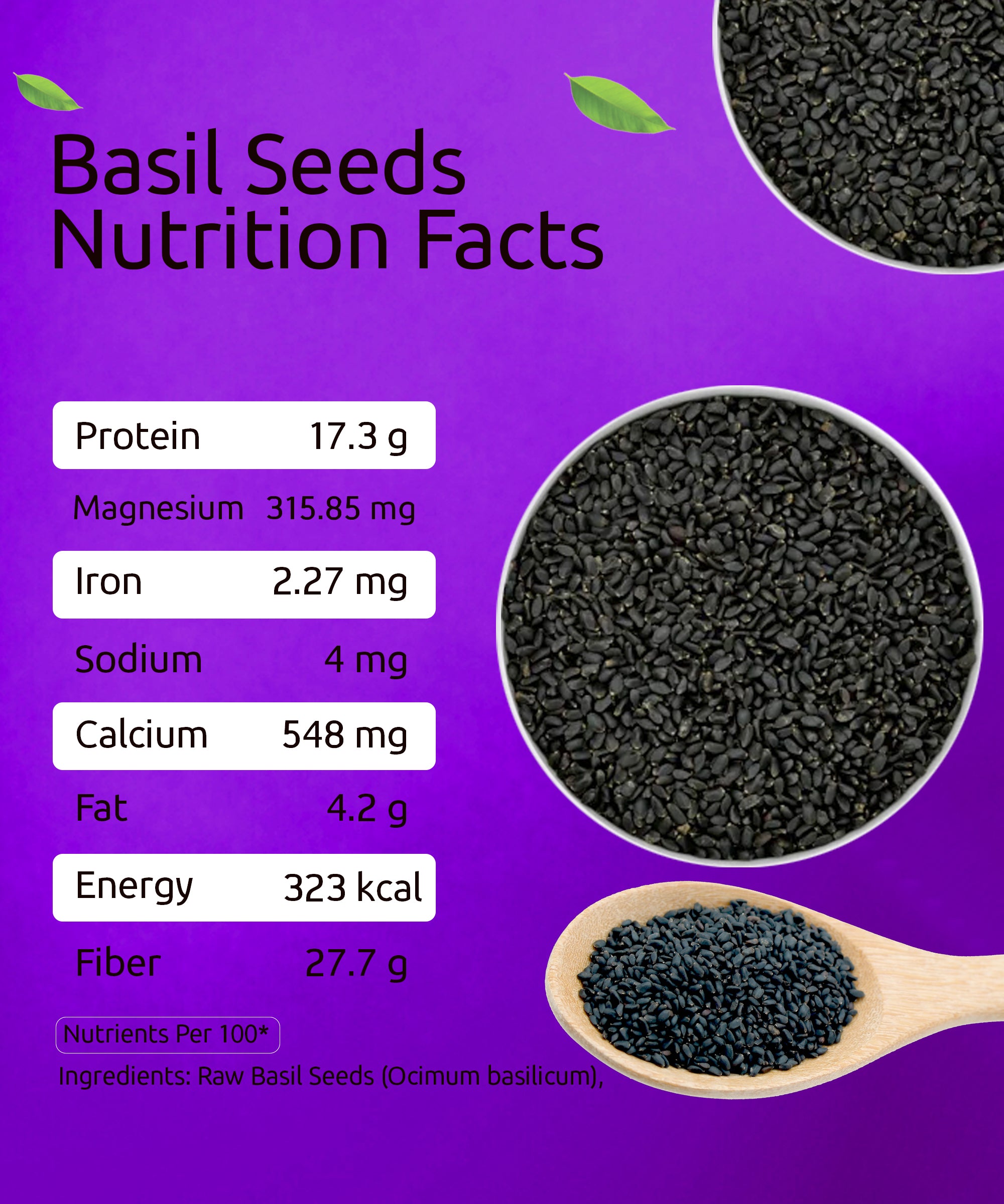 NutroVally Raw Basil Seeds Tukmaria Seeds Sabja Seeds