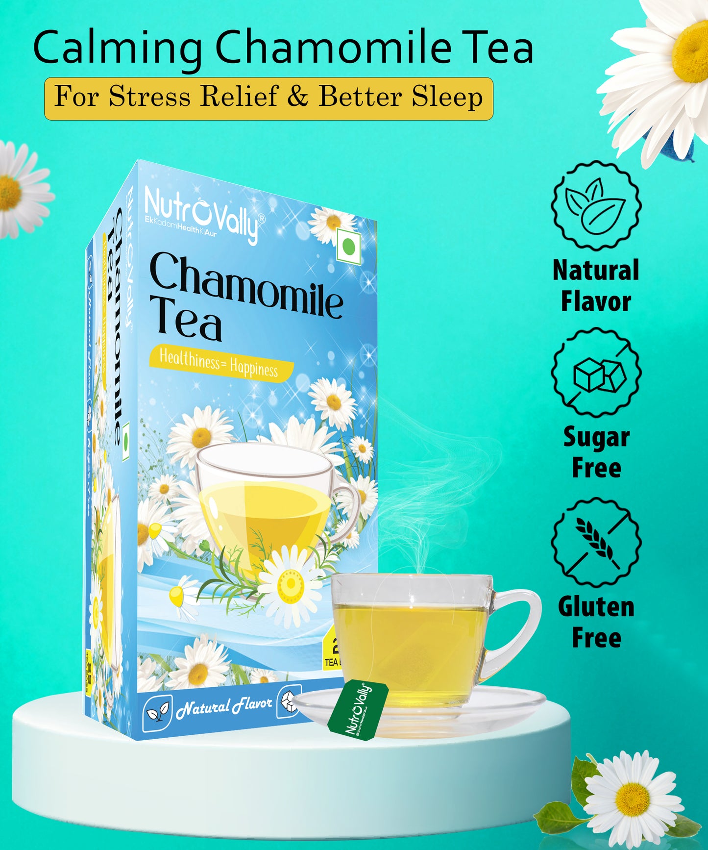 NutroVally - Chamomile Tea Bags for Stress Relief Tea