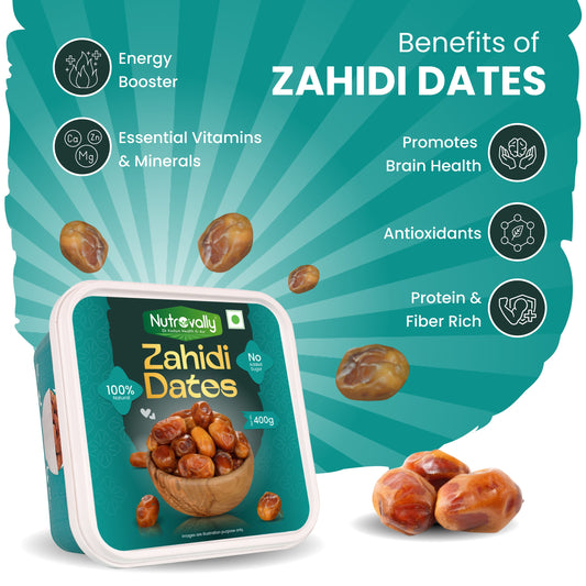 NutroVally Premium Zahidi Dates | High-Fiber Superfood for Bone Health & Wellness Dates  (400 g)