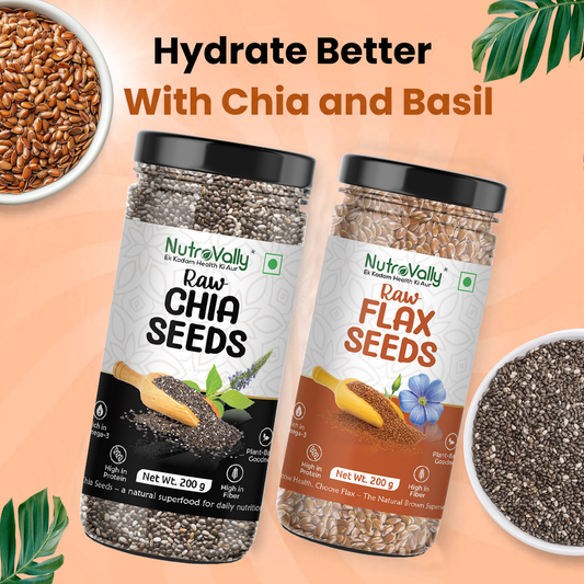 NutroVally CHIA & FLAX Seeds -Each Pack 200gm (COMBO PACK)