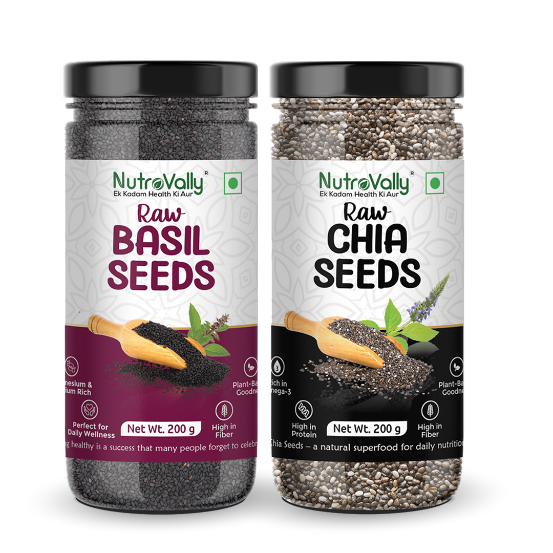 NutroVally Chia & Basil Seeds - Each Pack 200g (COMBO SEEDS)