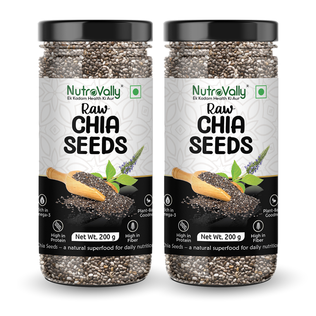 NutroVally Chia Seeds Loaded with Omega 3 & Calcium - Pack Of 2