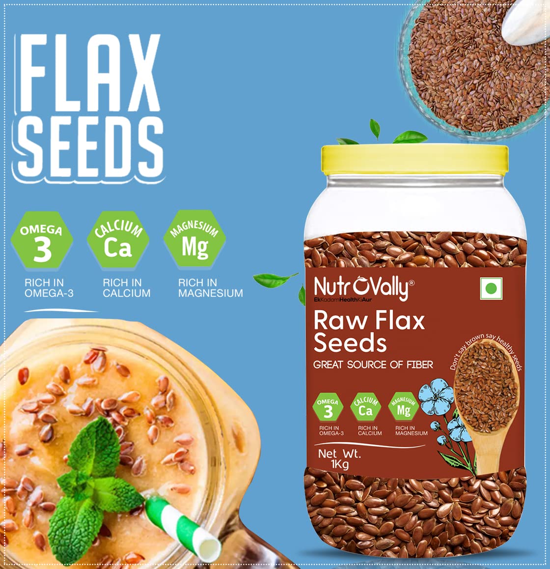 NutroVally Premium Raw Flax Seeds (1 kg)