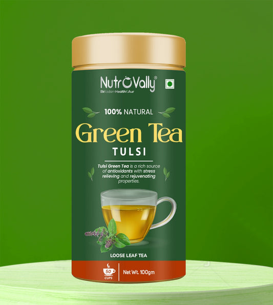 NutroVally Tulsi Green Tea Premium Tea Leaves Tin